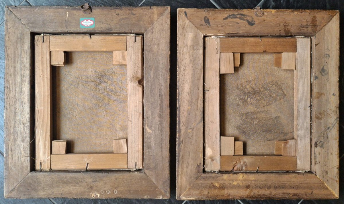 Paire de natures mortes représentant des vases de fleurs-photo-2