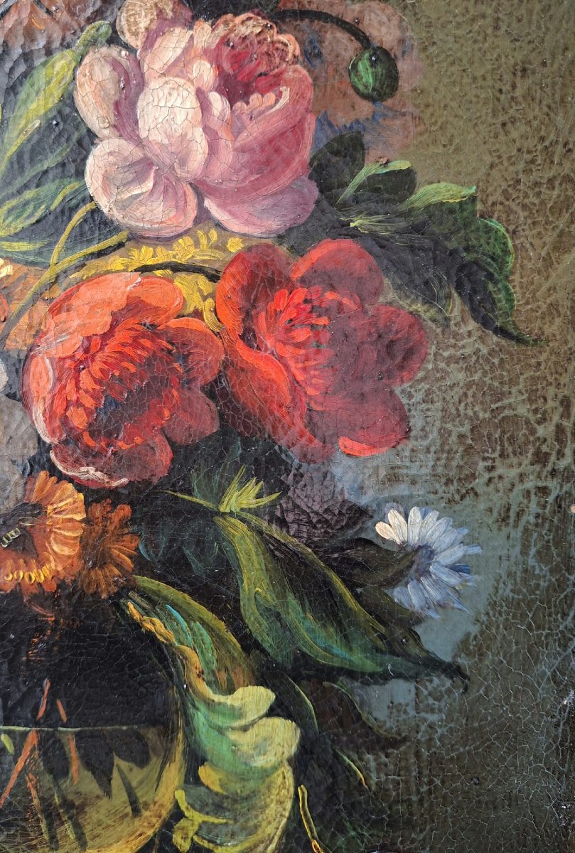 Paire de natures mortes représentant des vases de fleurs-photo-1