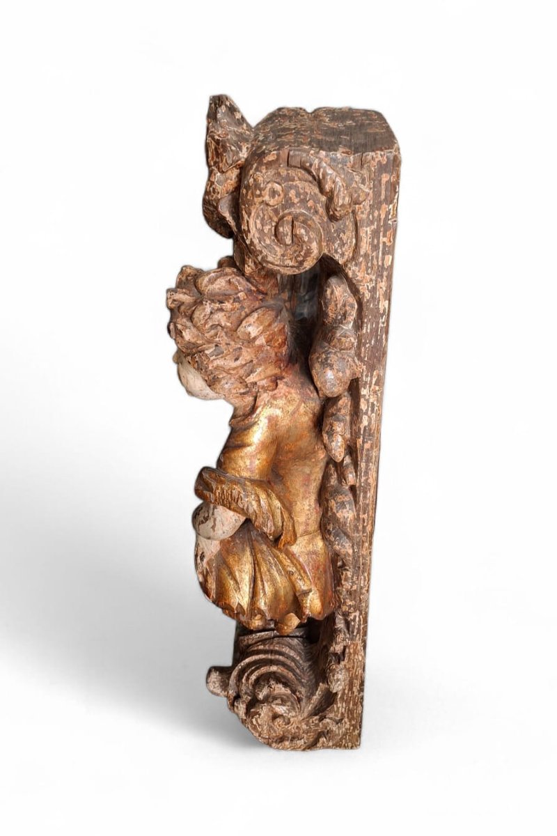 Pilastre sculpté laqué et doré-photo-2