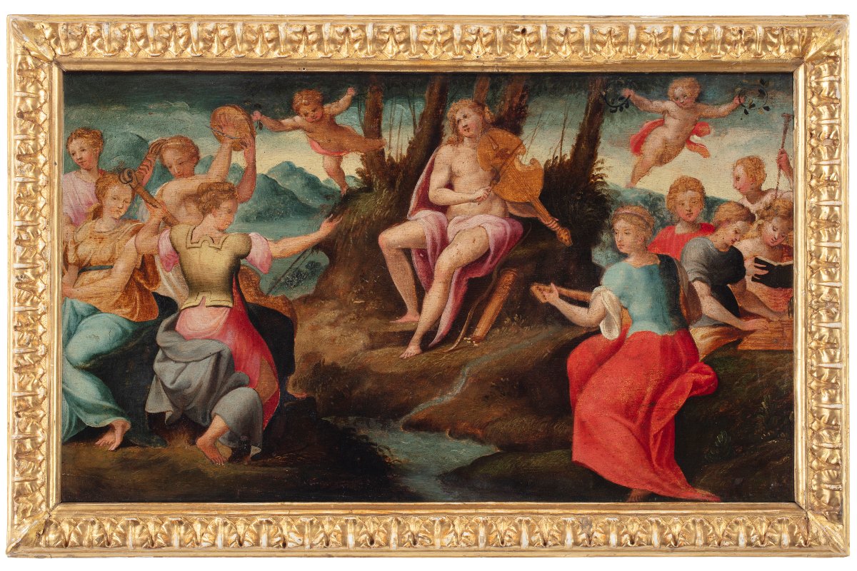 Apollo And The Muses, A Painting By Frans Floris