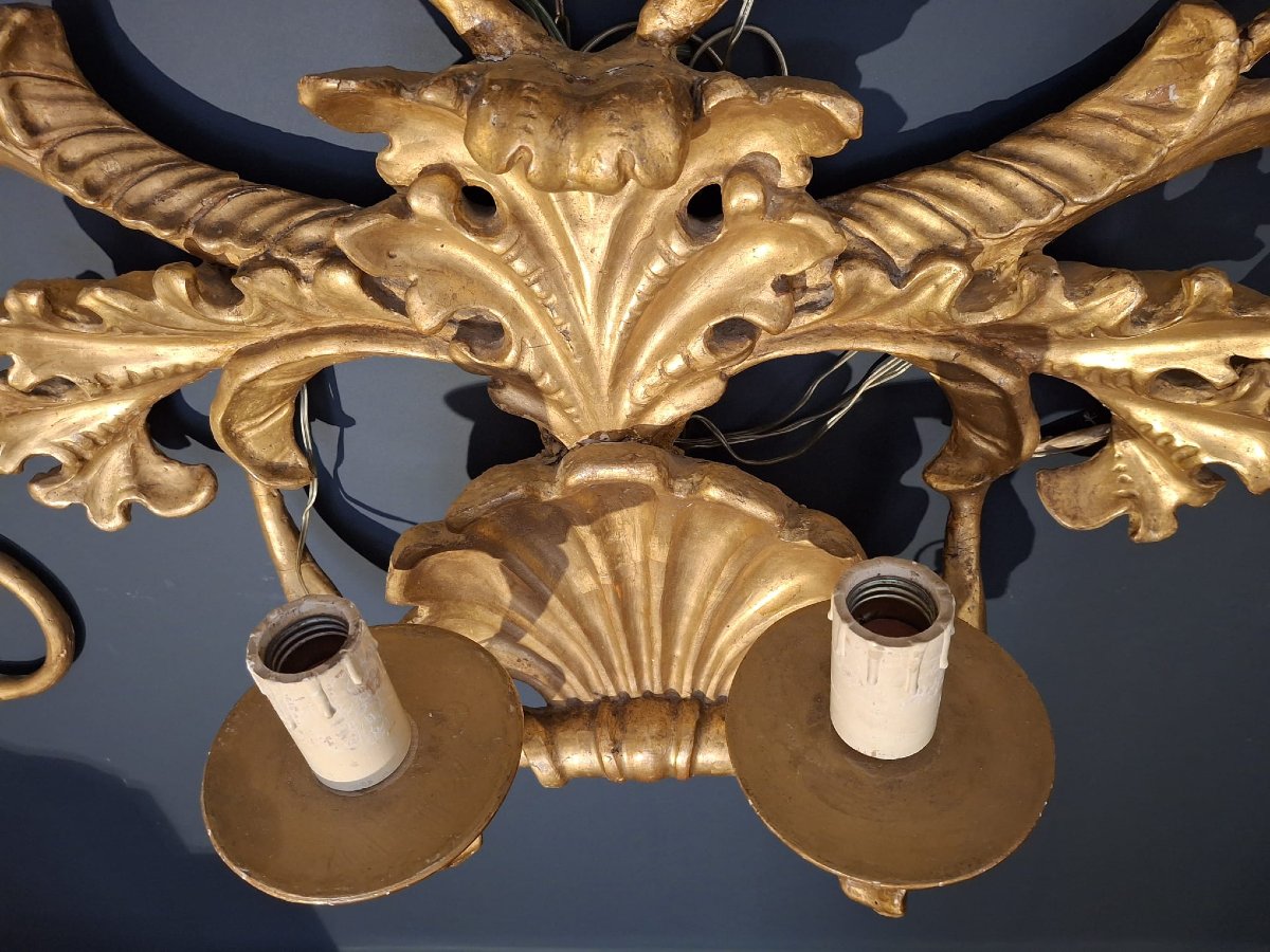 Large Gilded Wooden Wall Sconce-photo-1