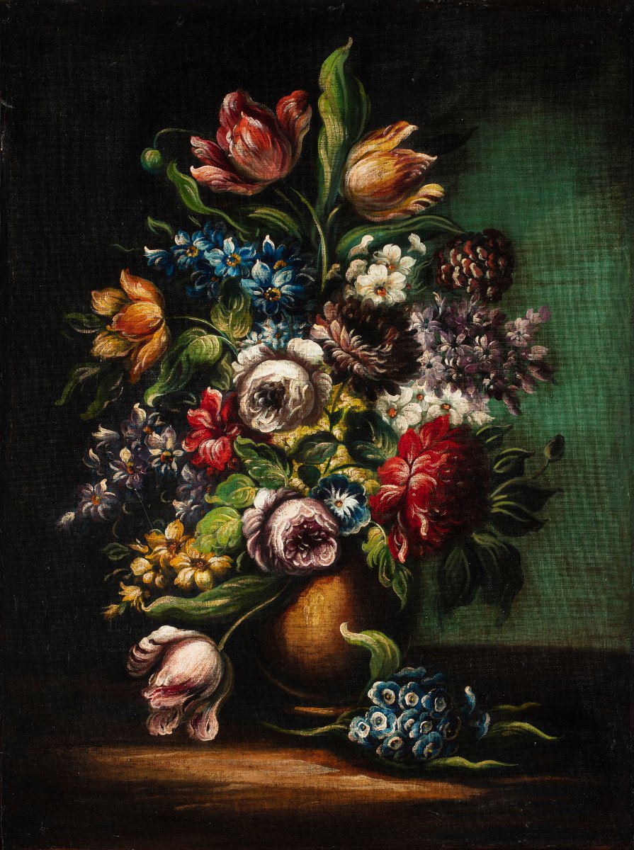 Paire de natures mortes aux fleurs-photo-2