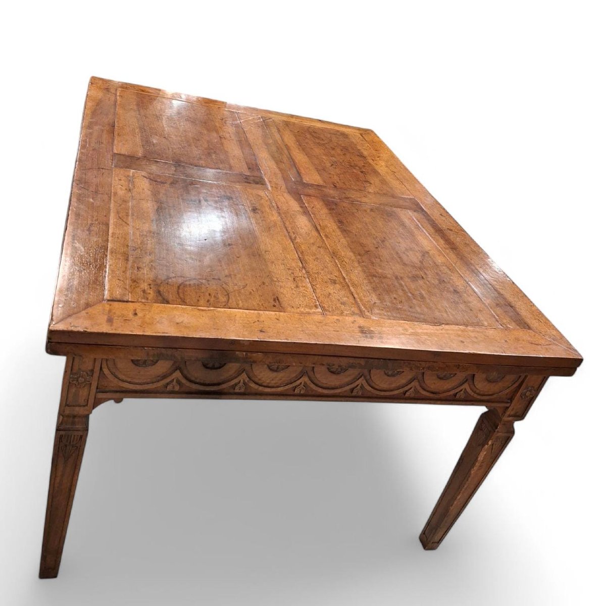 Grande table pliante en noyer sculpté-photo-3