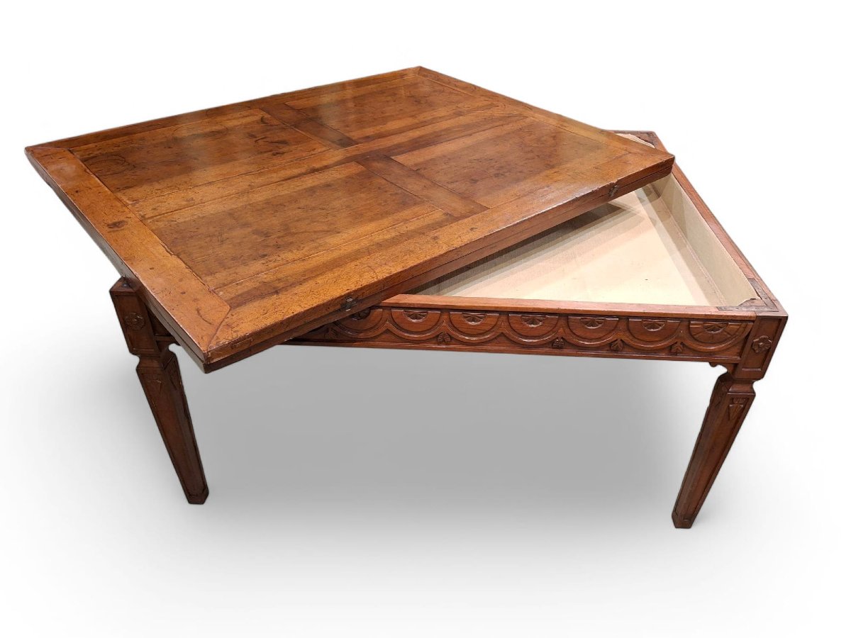 Grande table pliante en noyer sculpté-photo-6