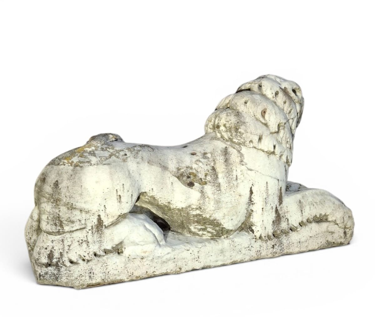 Paire de lions accroupis, sculptures en marbre-photo-3