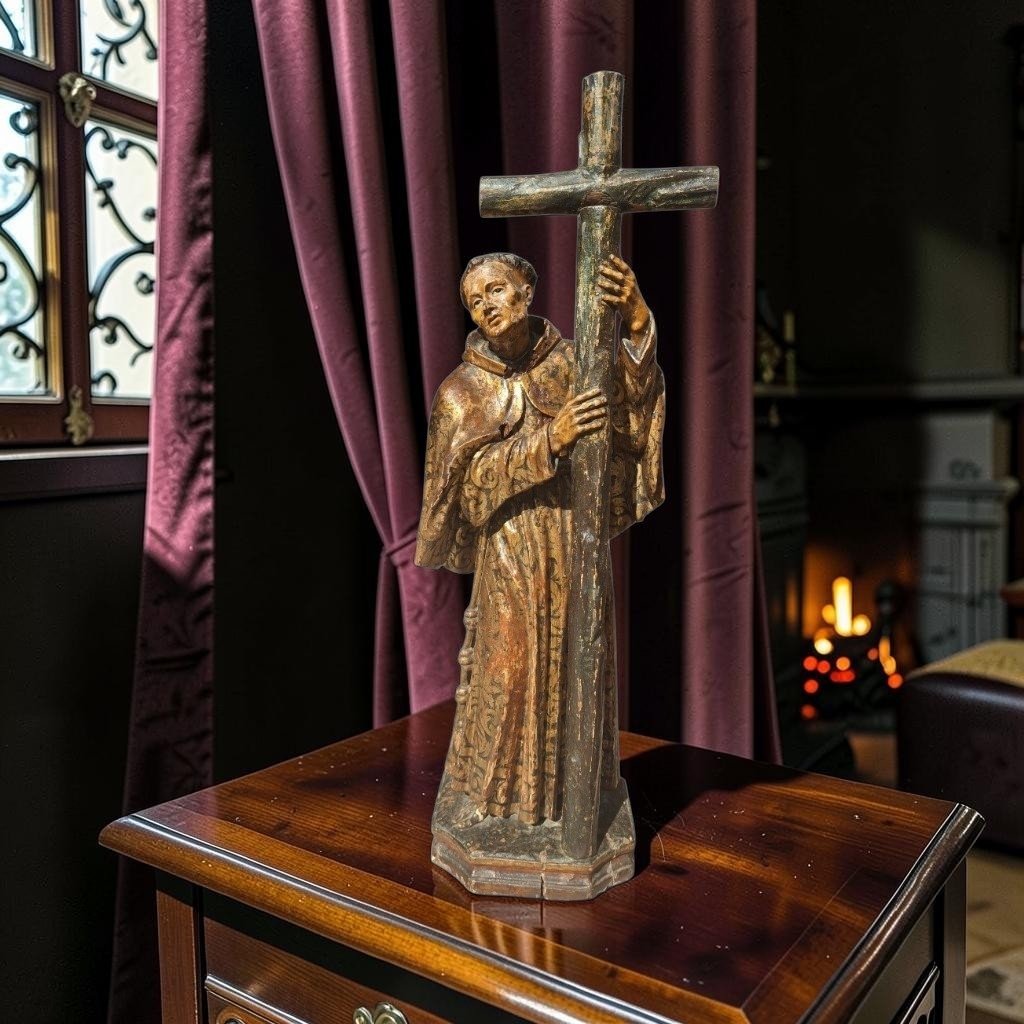 St. Francis Of Assisi, Wooden Sculpture-photo-2