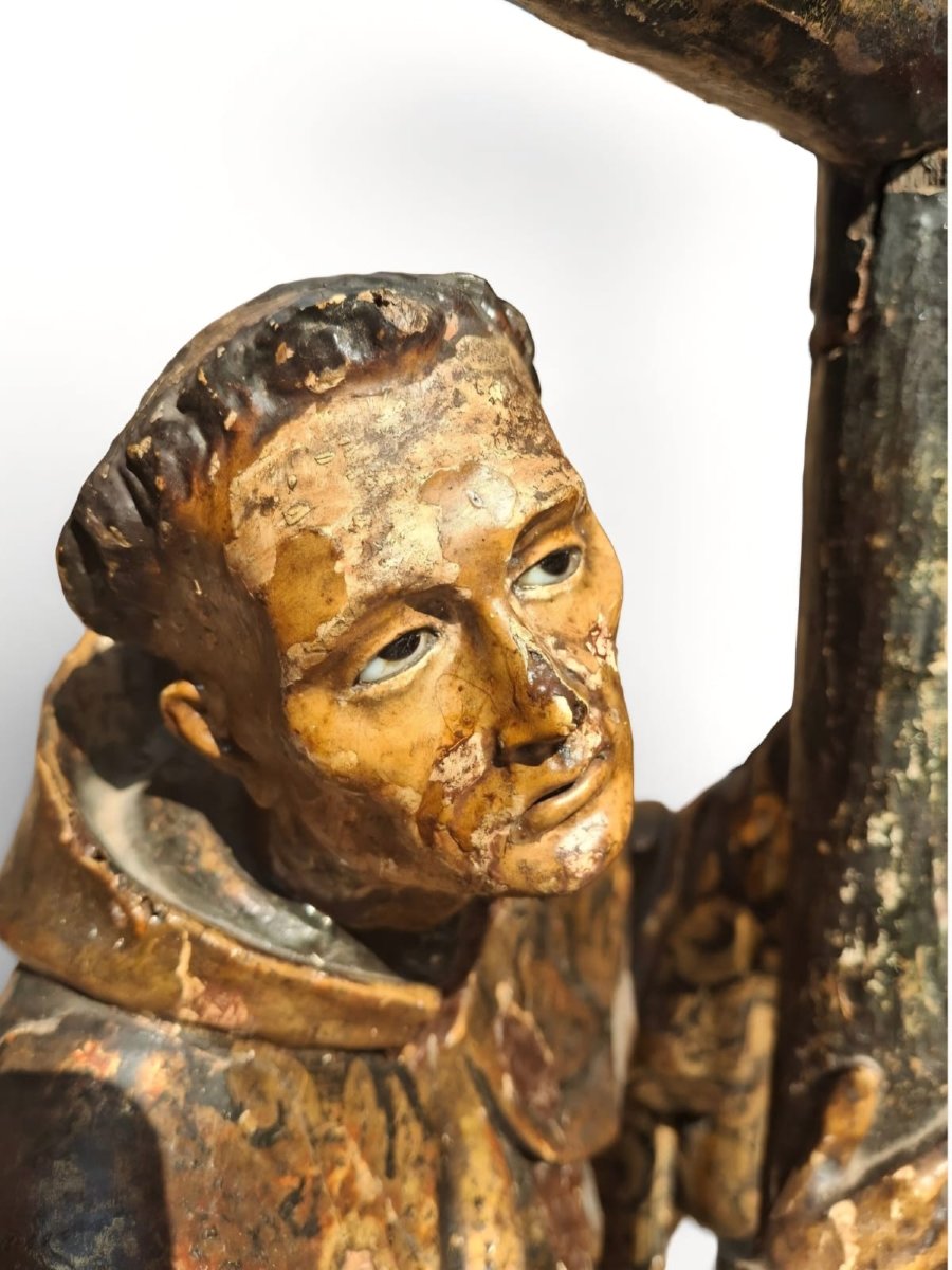 St. Francis Of Assisi, Wooden Sculpture-photo-3