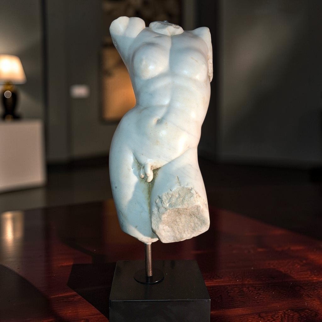 Male Torso In White Marble-photo-2