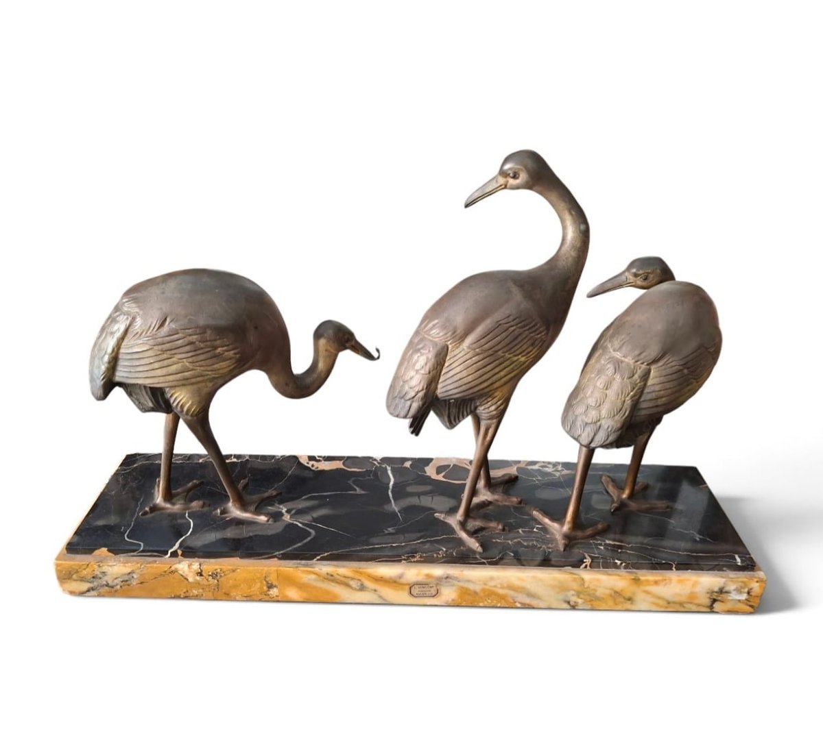 Groupe sculptural représentant trois ibis-photo-3