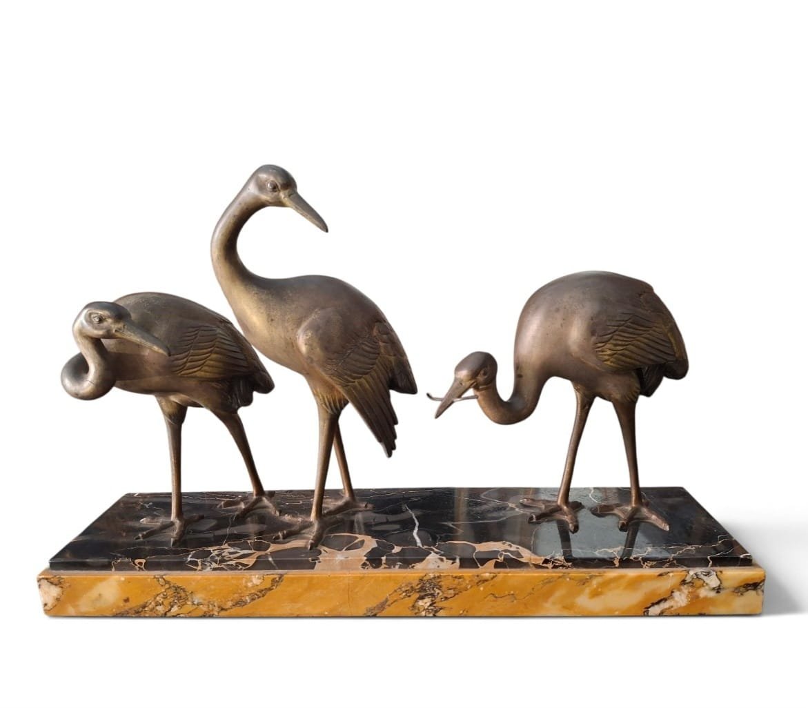 Groupe sculptural représentant trois ibis