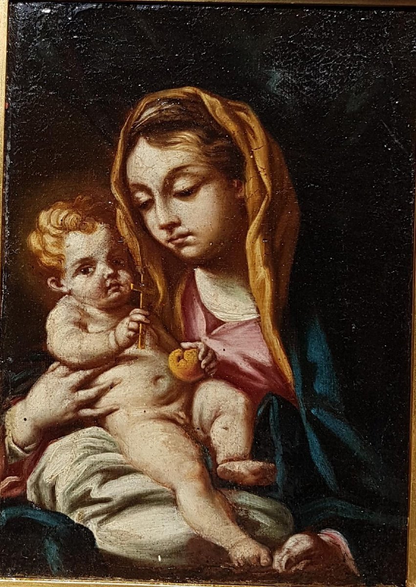Madonna And Child, Oil On Canvas-photo-2