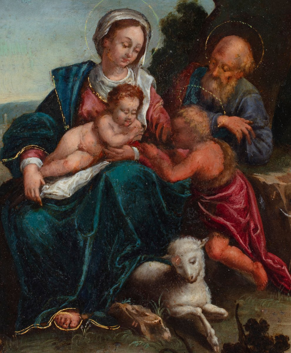 The Holy Family With The Young Saint John, A Panel By Hans Rottenhammer I-photo-2