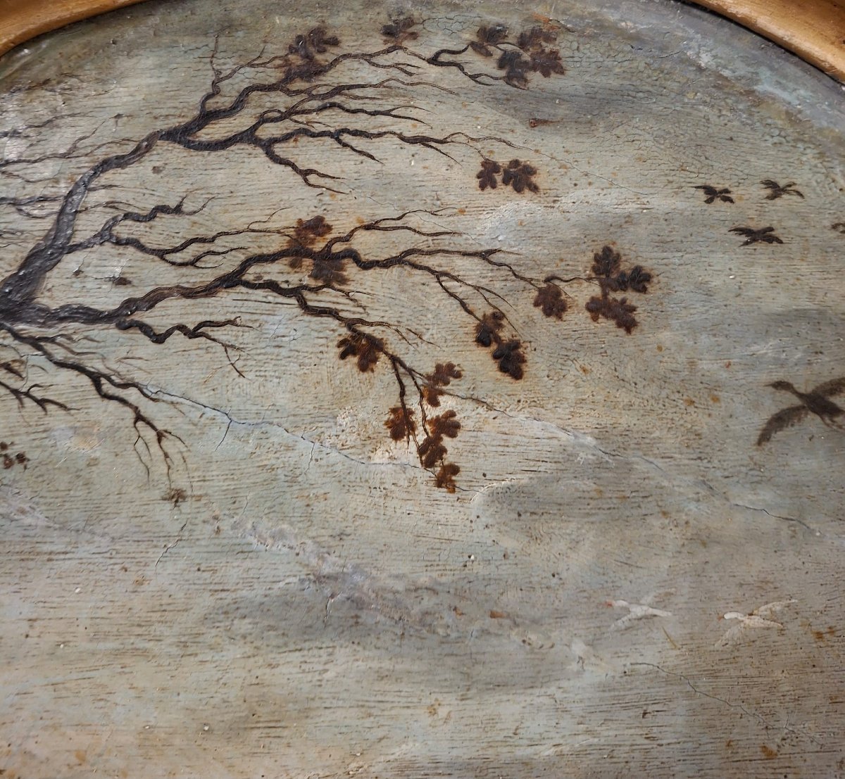 Paire de peintures circulaires sur bois-photo-4