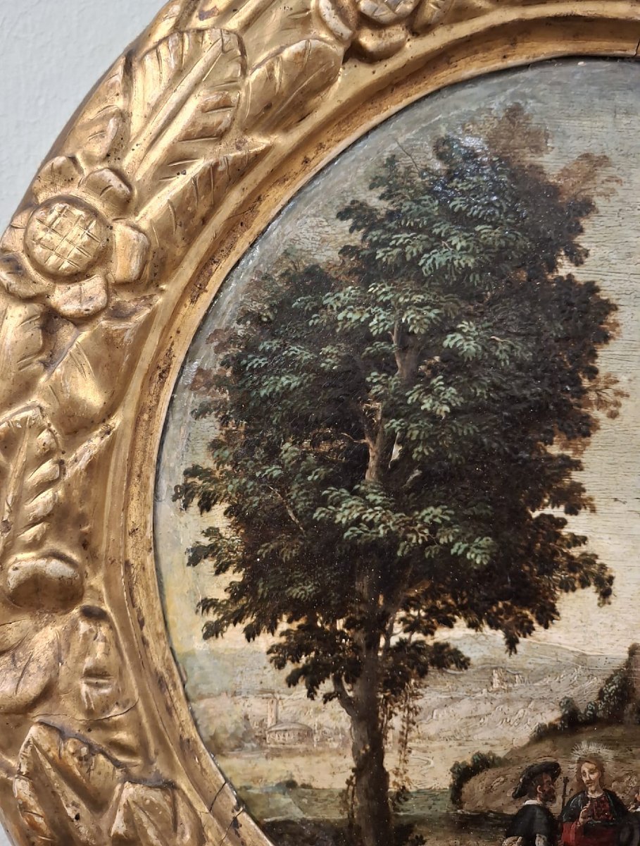 Paire de peintures circulaires sur bois-photo-4
