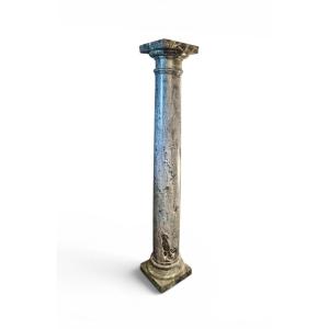 Verde Alpi Marble Column, 19th Century