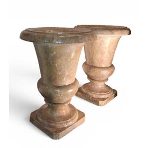 Pair Of Marble Goblet Vases