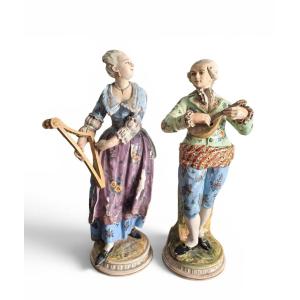 Paire de grandes figures de musiciens