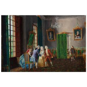 Intérieur du XVIIIe siècle avec personnages