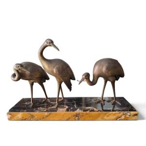 Groupe sculptural représentant trois ibis