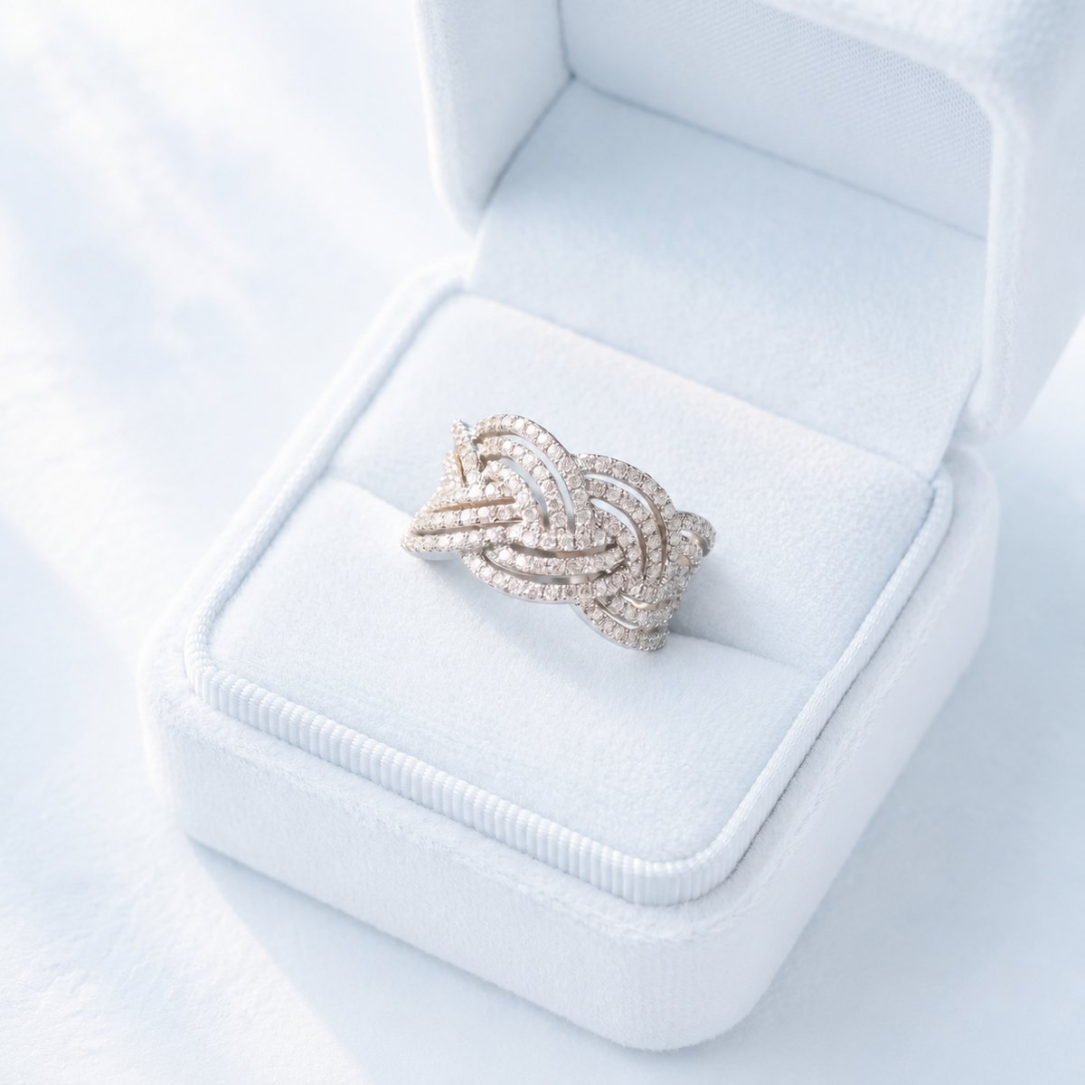 Bague Diamants Tressée Or Blanc 18K-photo-3