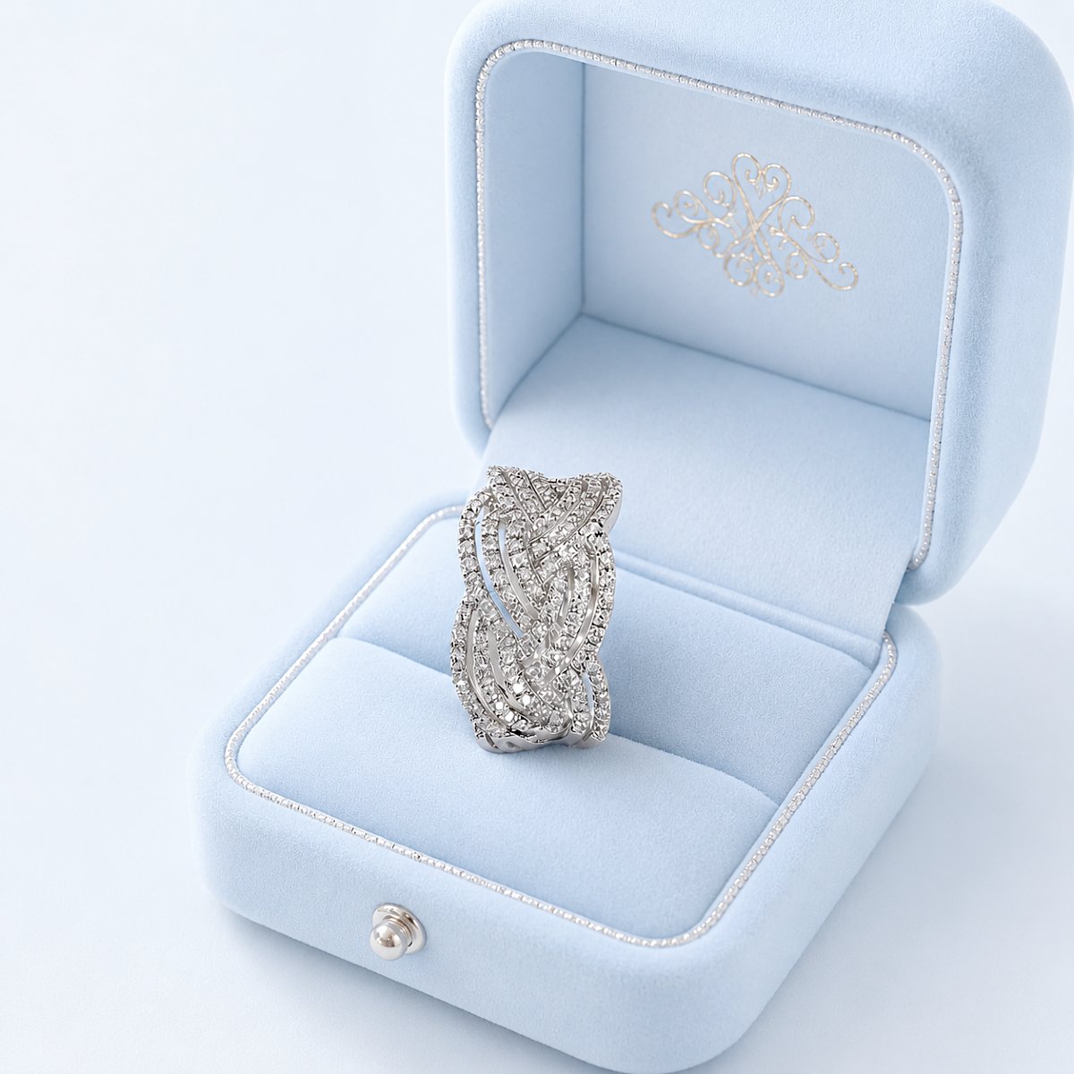 Bague Diamants Tressée Or Blanc 18K-photo-4