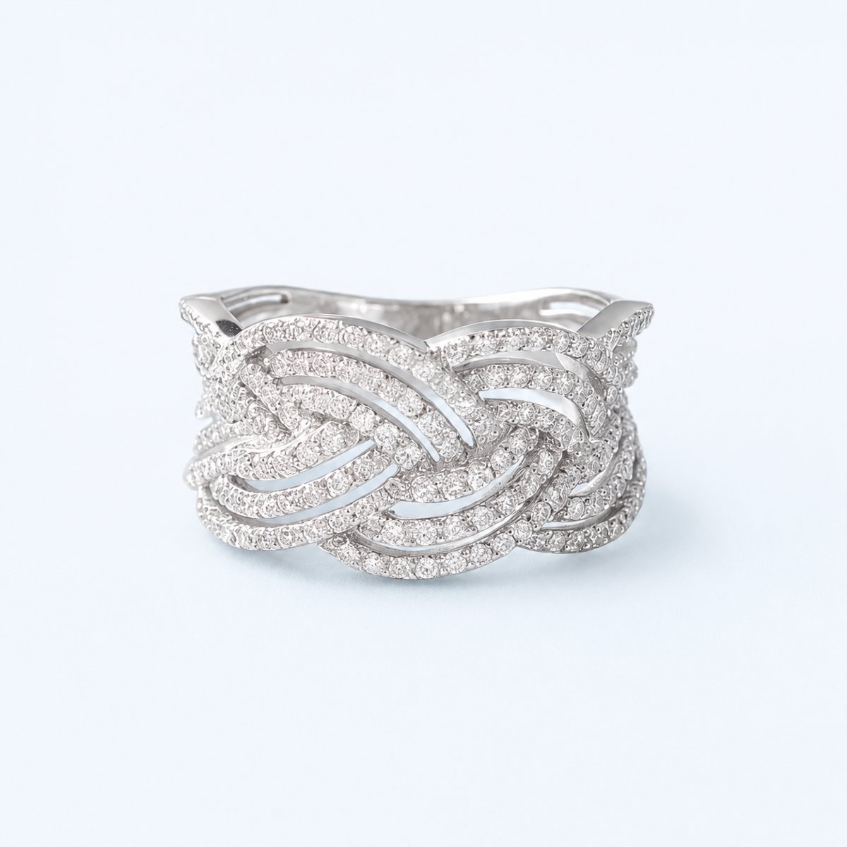 Bague Diamants Tressée Or Blanc 18K