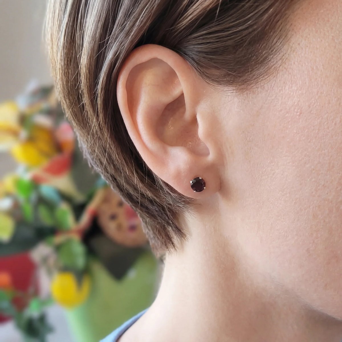 Smoky Quartz Stud Earrings, 18k Yellow Gold-photo-2