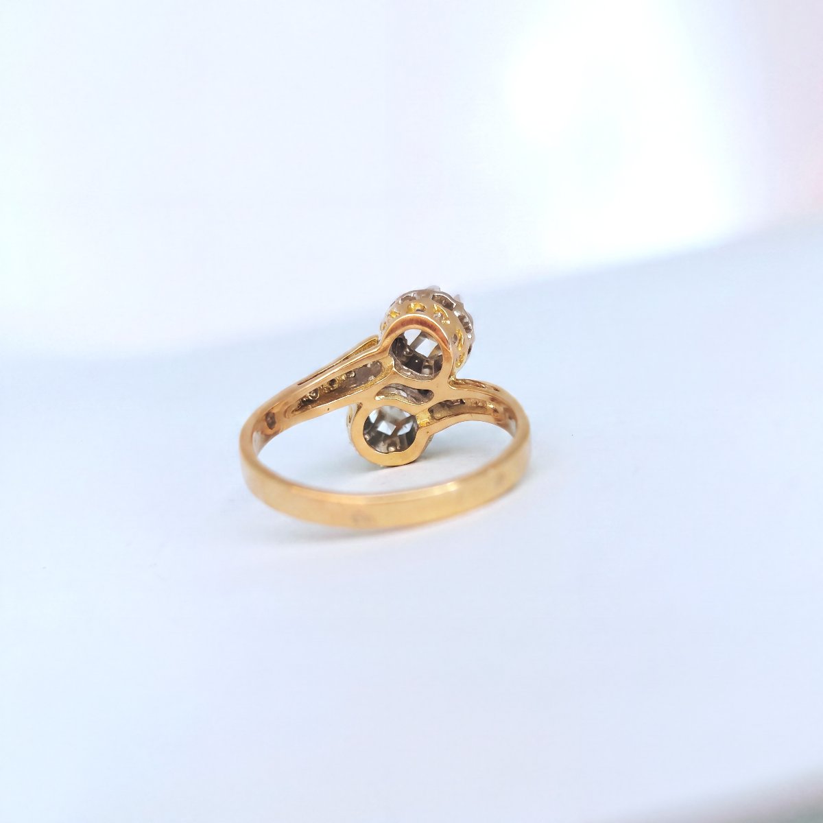 Bague vintage toi et moi années 1960 diamants or 18K-photo-7