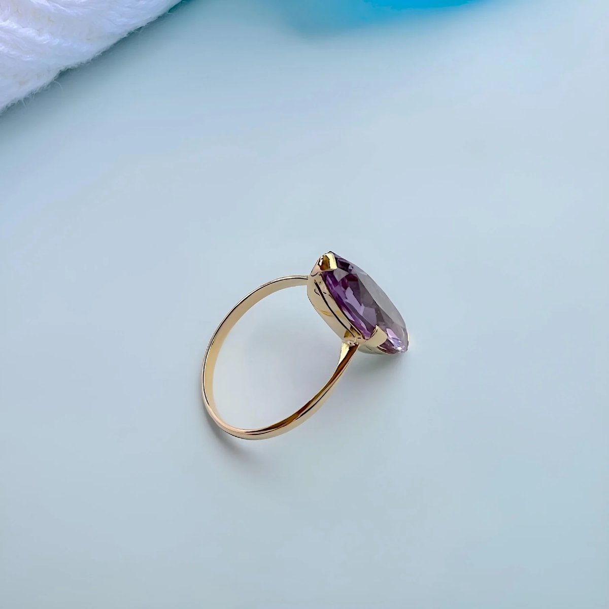 Bague Marquise Améthyste Or Jaune 18K-photo-3