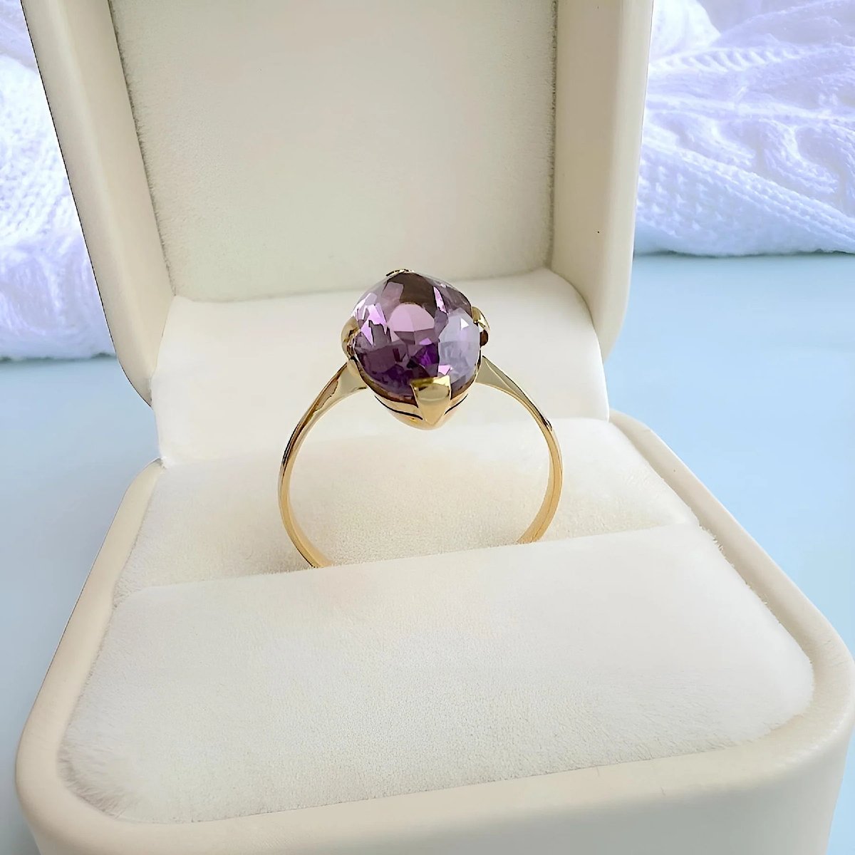 Bague Marquise Améthyste Or Jaune 18K-photo-4