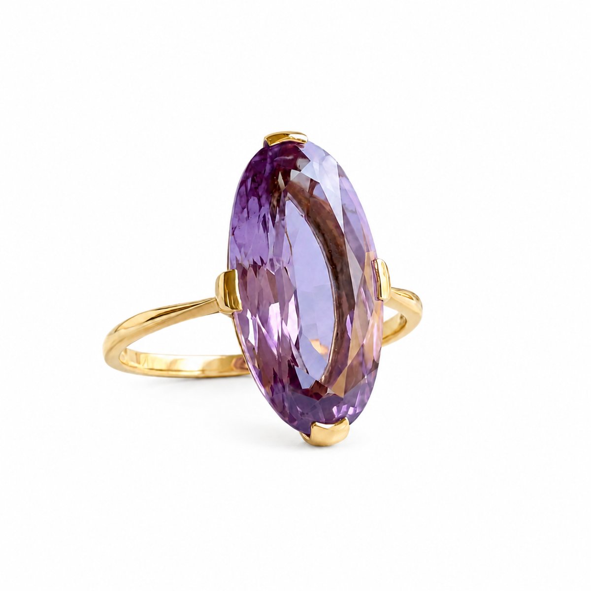 Bague Marquise Améthyste Or Jaune 18K