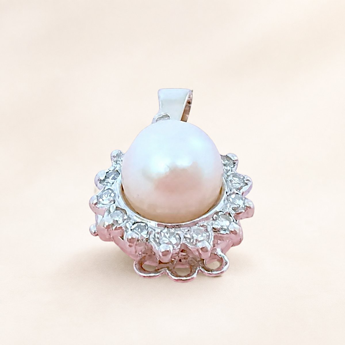 Cultured Pearl And Diamond Pendant, 18k White Gold-photo-1