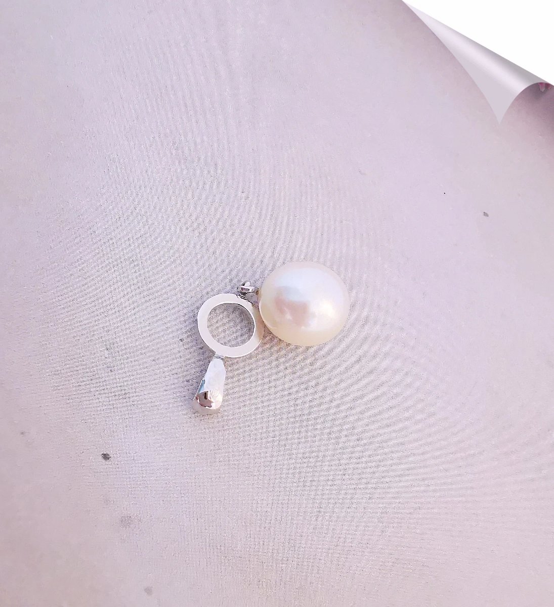 10 Mm Cultured Pearl And Diamond Pendant, 18k White Gold-photo-4