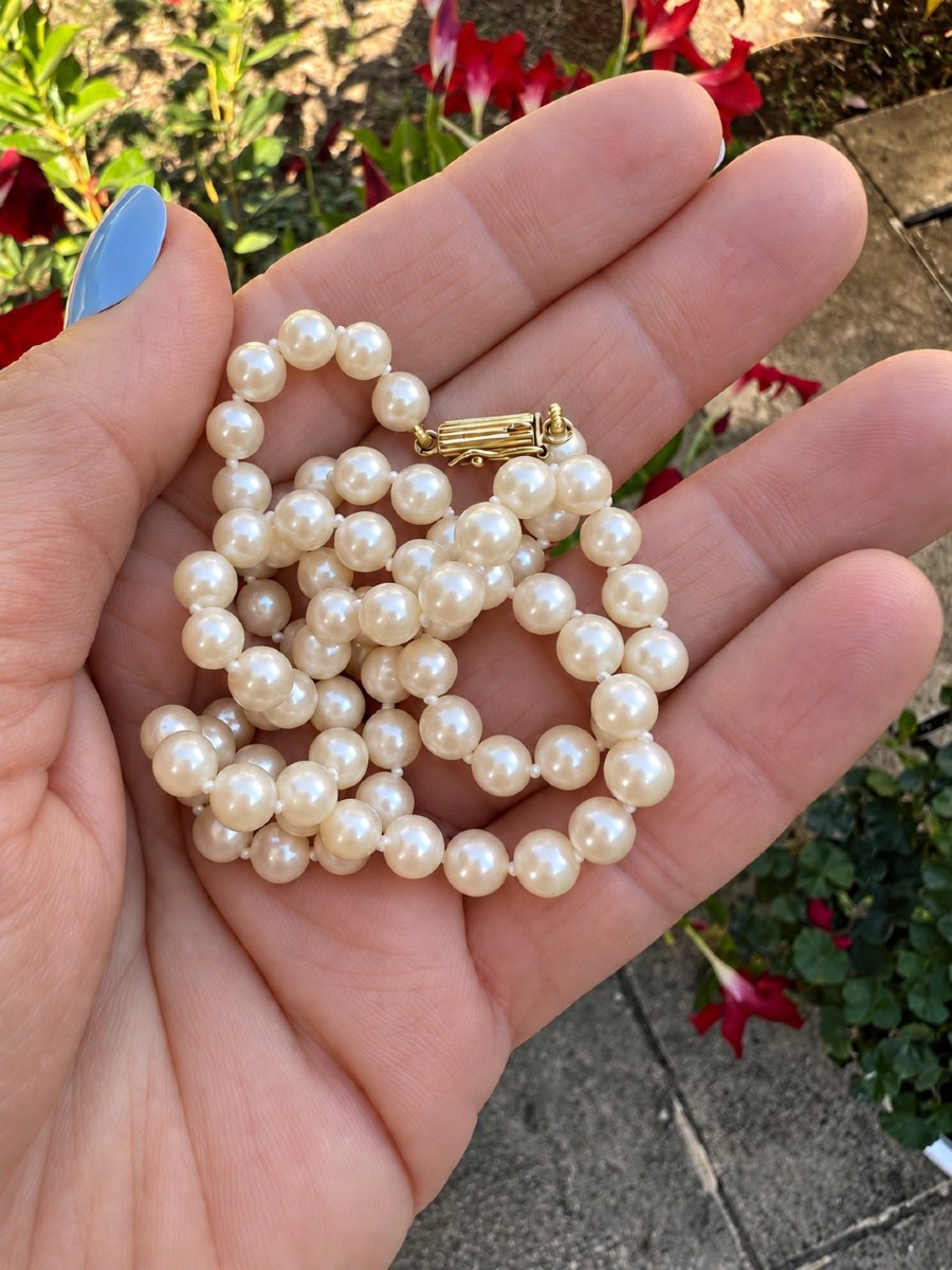Collier de perles de culture, fermoir en or jaune 18K-photo-1