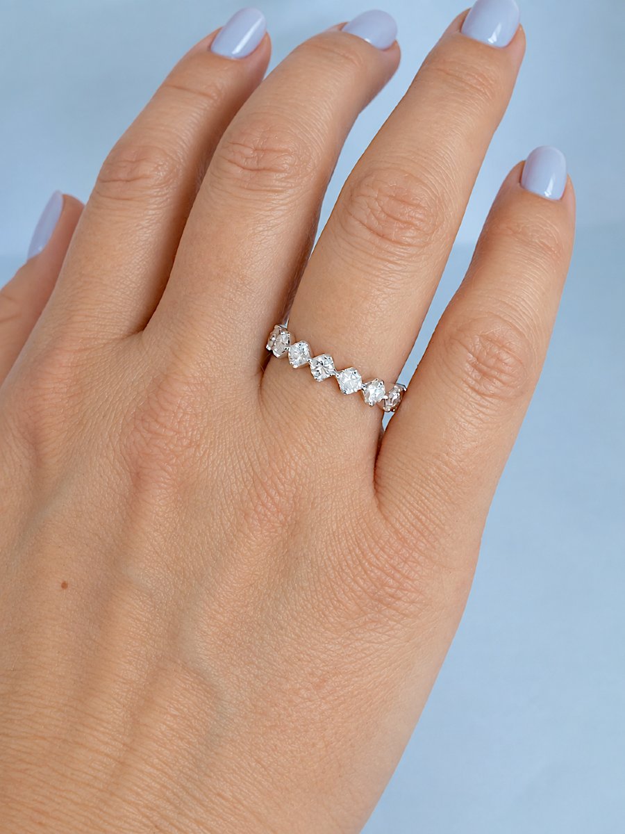 Alliance américaine vintage 1970 or blanc 18K – Diamants 1,60 ct-photo-2