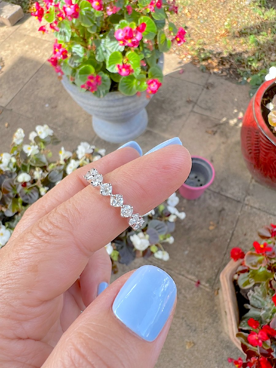 Alliance américaine vintage 1970 or blanc 18K – Diamants 1,60 ct-photo-4