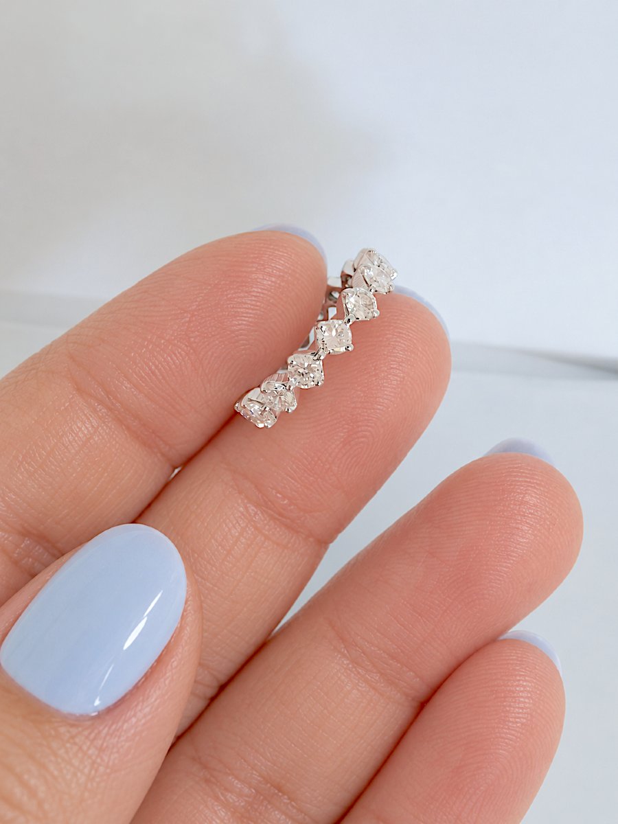 Alliance américaine vintage 1970 or blanc 18K – Diamants 1,60 ct-photo-5