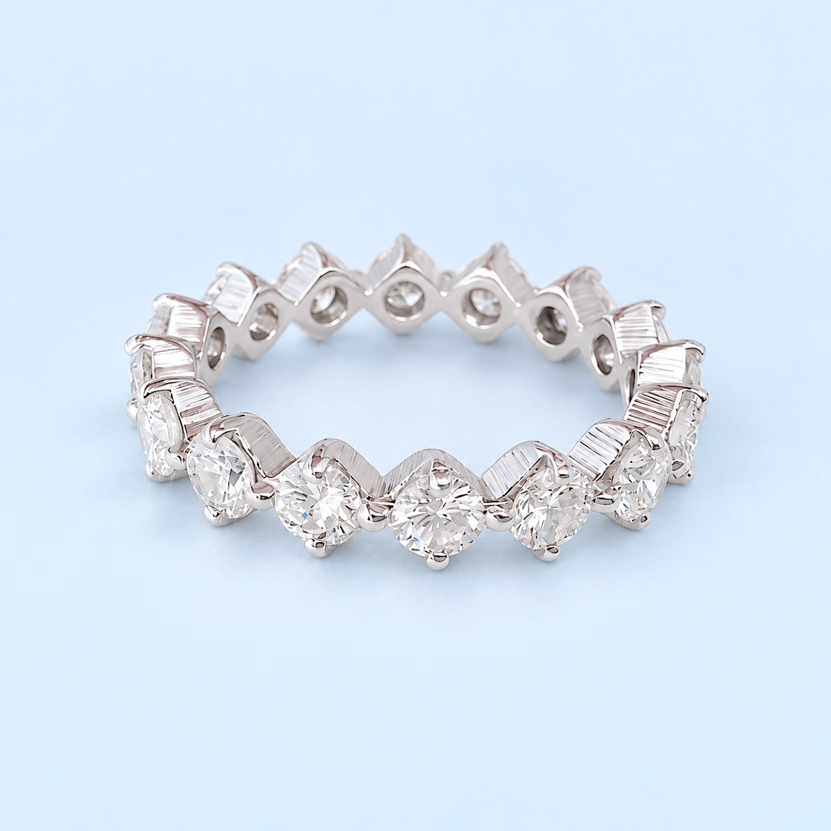 Alliance américaine vintage 1970 or blanc 18K – Diamants 1,60 ct
