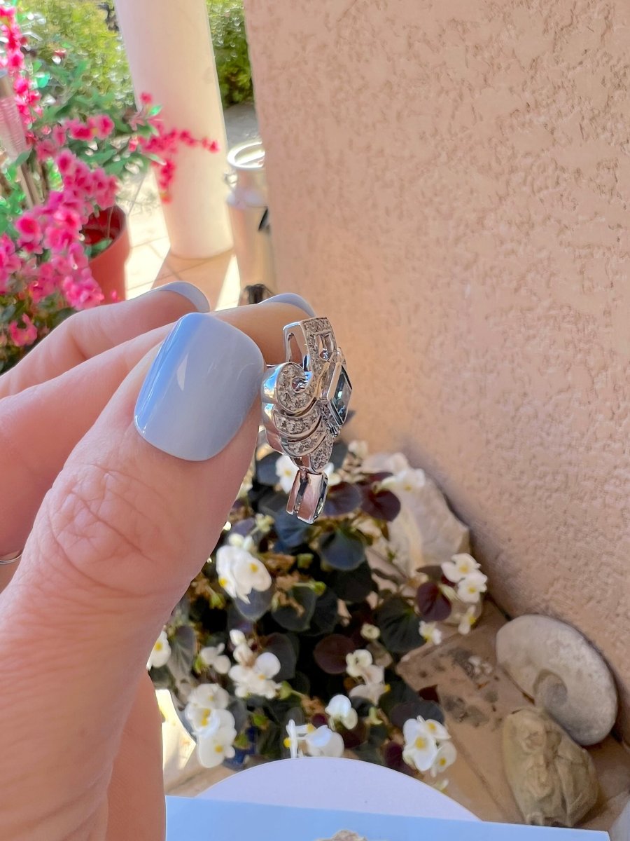 18k White Gold Earrings With Blue Topaz And Diamonds-photo-2