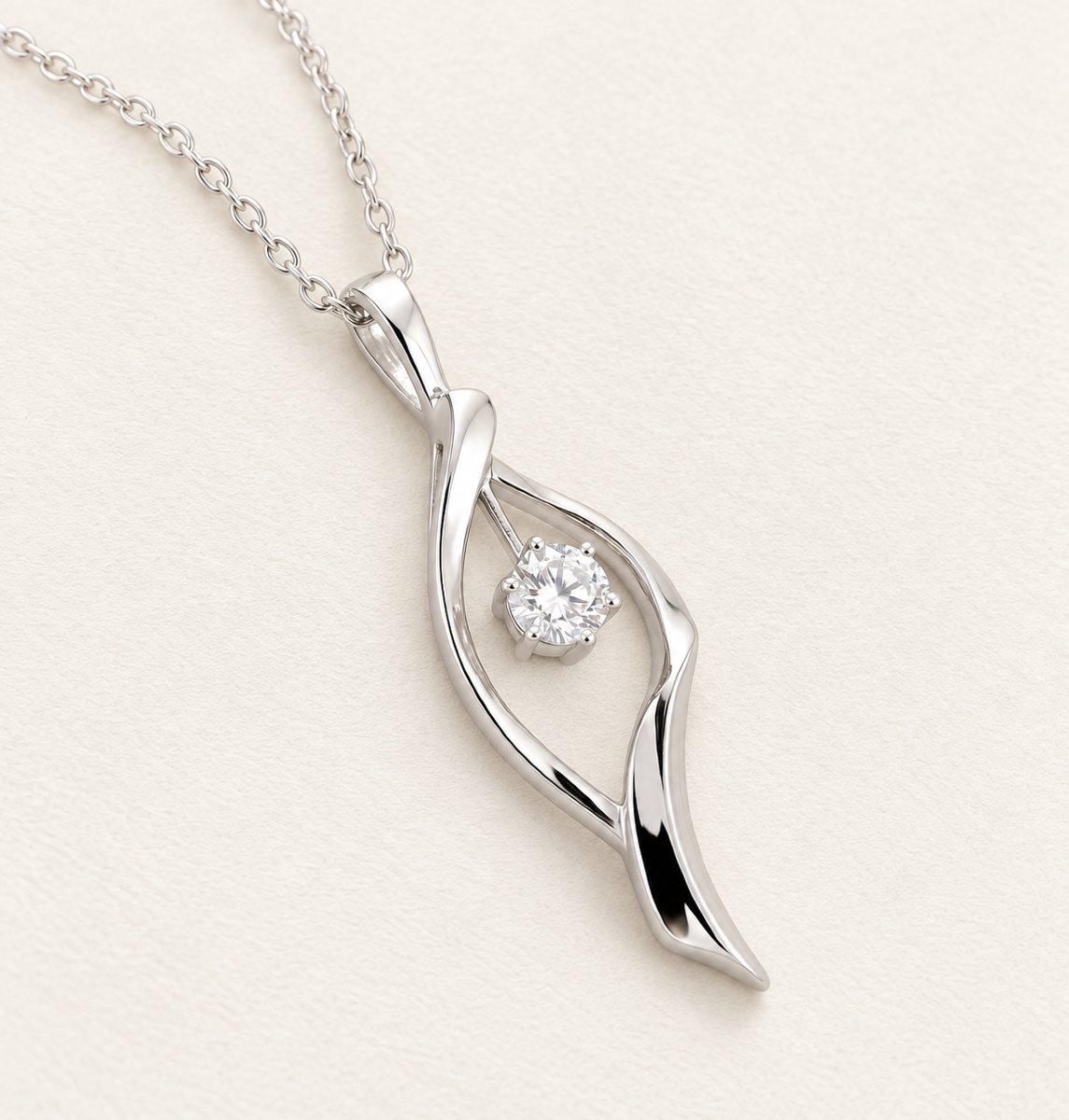 0.20 Ct Diamond Pendant In 18k White Gold-photo-2