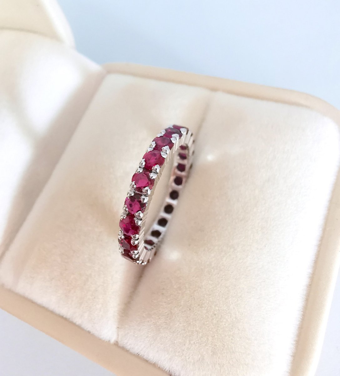 Alliance américaine rubis or gris 18K