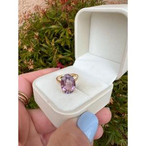 Oval Amethyst Solitaire Ring, 18k Yellow Gold