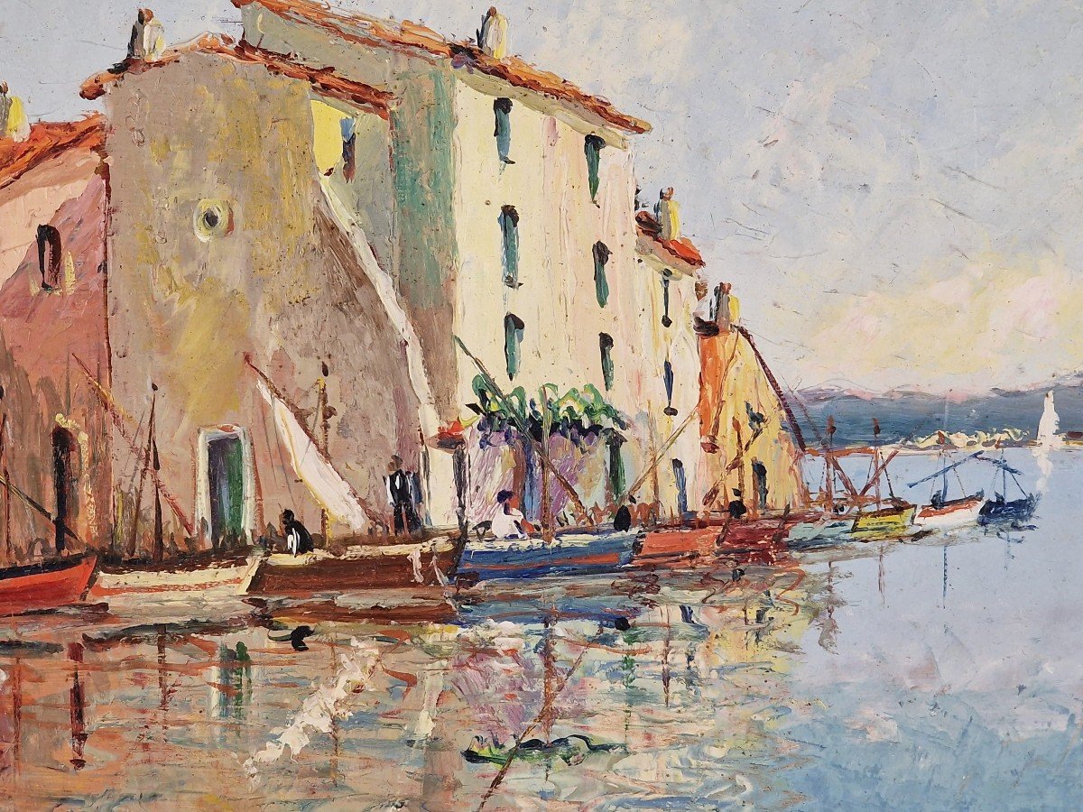Vincent Manago (1880-1936) Signed French Original Oil/board - Martigues, Riviera, Sea, Harbor-photo-4