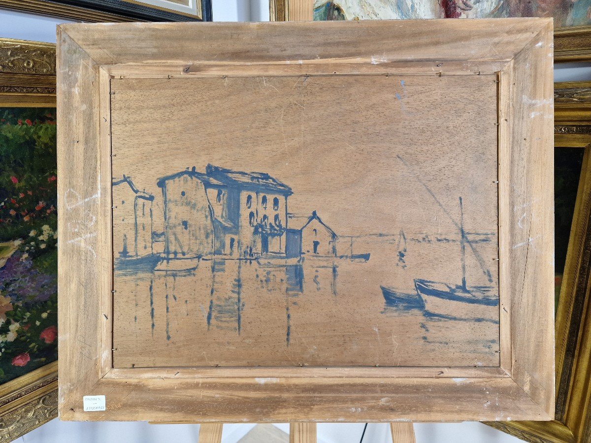Vincent Manago (1880-1936) Signed French Original Oil/board - Martigues, Riviera, Sea, Harbor-photo-7