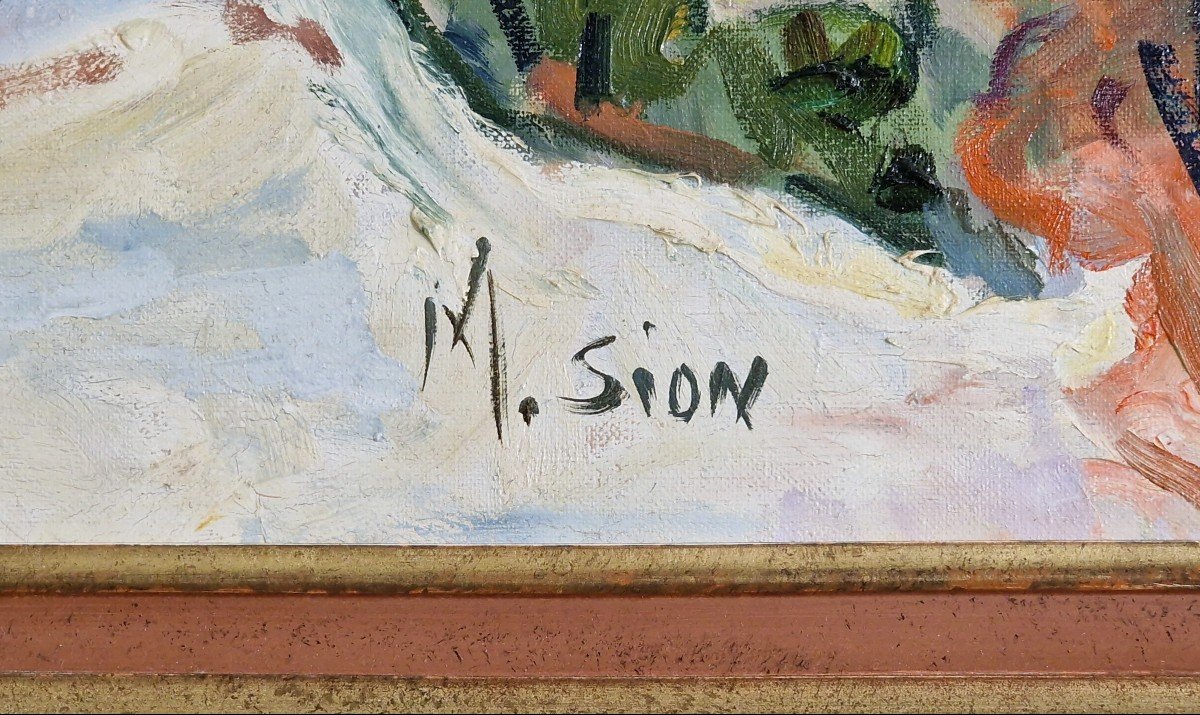 Marie Sion (née en 1956) Huile/toile d'origine, signée - Mer, Saint tropez, Plage, Voilier, Sud-photo-5