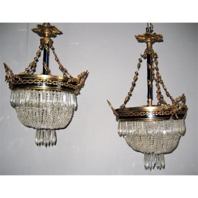 2 Chandeliers Louis XVI Style Baskets Can Form One Pair