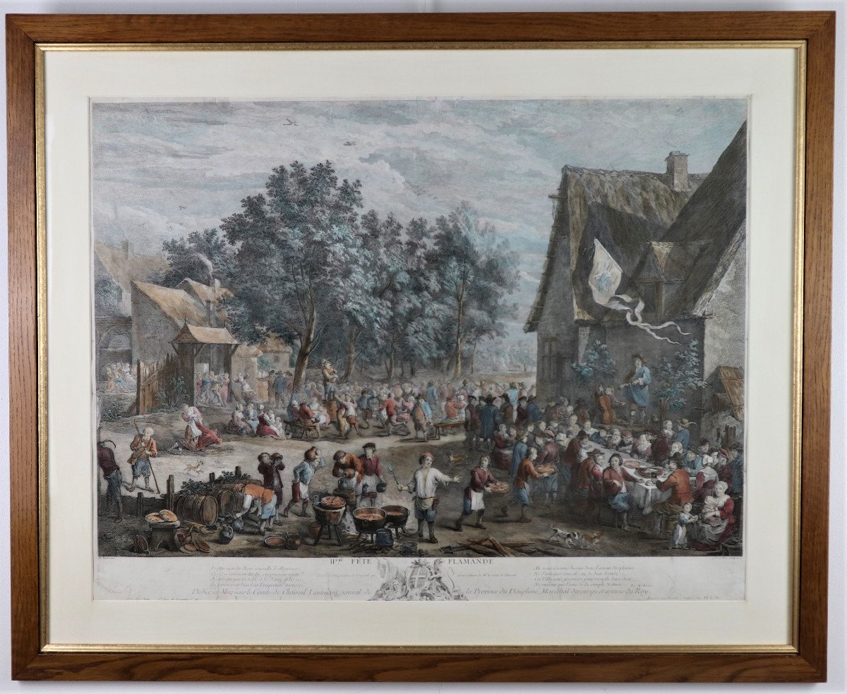 D.Teniers, J P Le Bas, Les Fêtes Flamandes, Suite De 6 Gravures Aquarellées, XVIIIeme.-photo-5