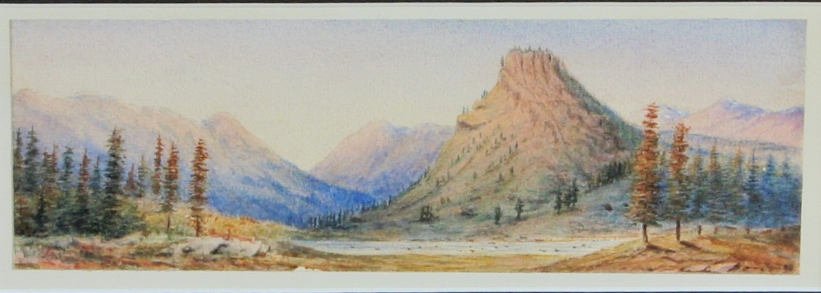 View On The Valley Watercolour, American School In A Large Gold Antique Frame-photo-2