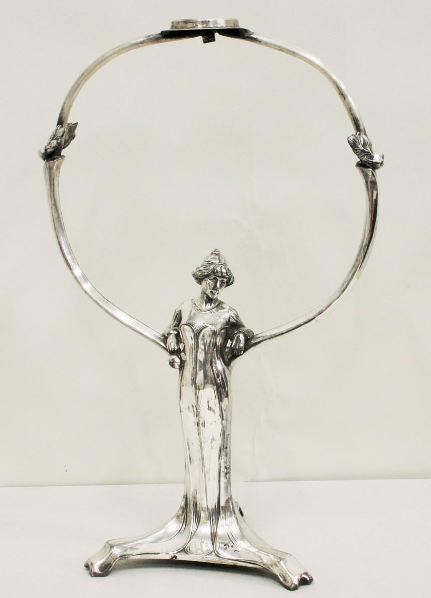 Pied De Lampe Art Nouveau, étain