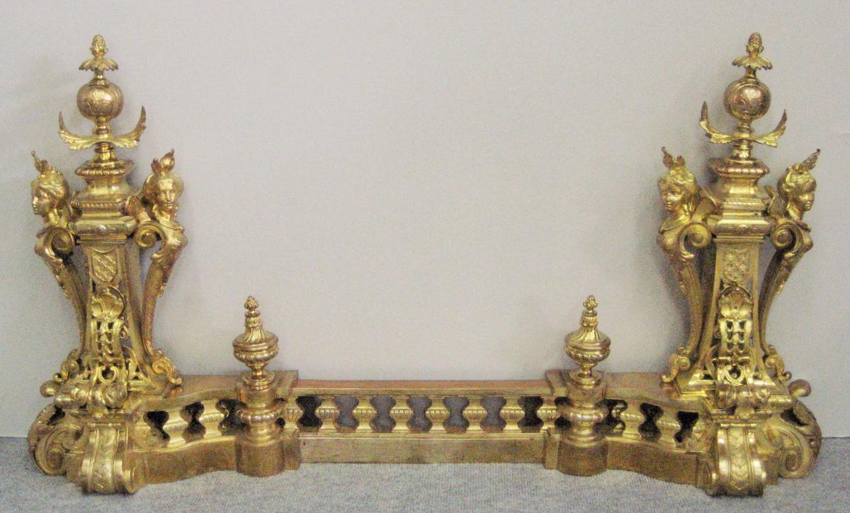 Chenêts Napoleon III Gilt Bronze